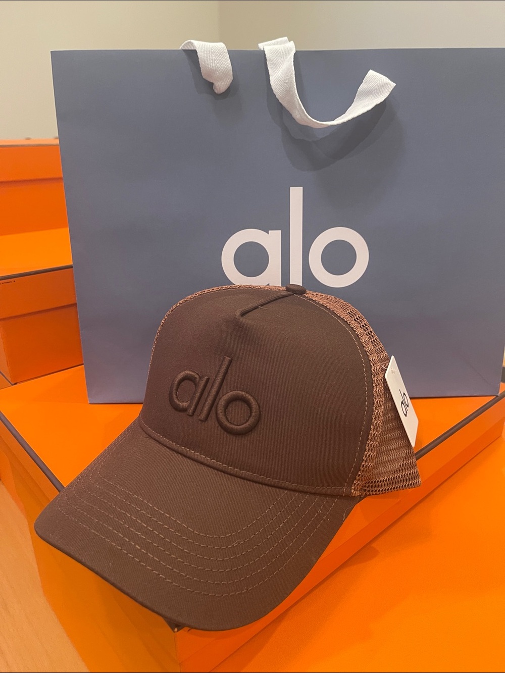 ALO Yoga Espresso Chocolate Brown Mesh Trucker Hat